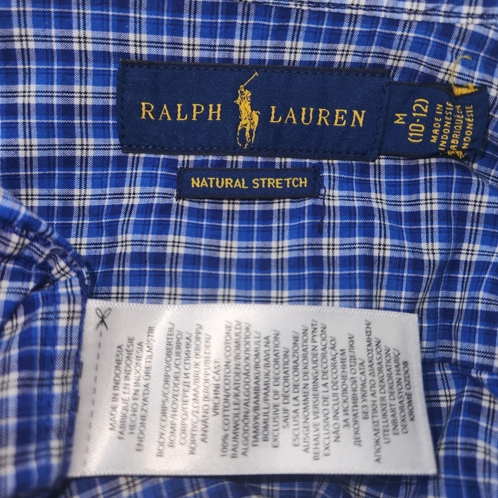 NEW Ralph Lauren BOYS Plaid Stretch Cotton Button Up Down Shirt Blue M 10 12 L/S - Picture 8 of 8